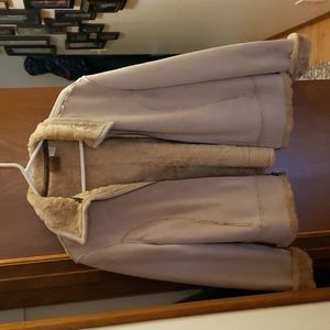 Tsunami light tan suede and faux fur lined  jacket